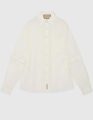 Cotton shirt with detachable sleeves
