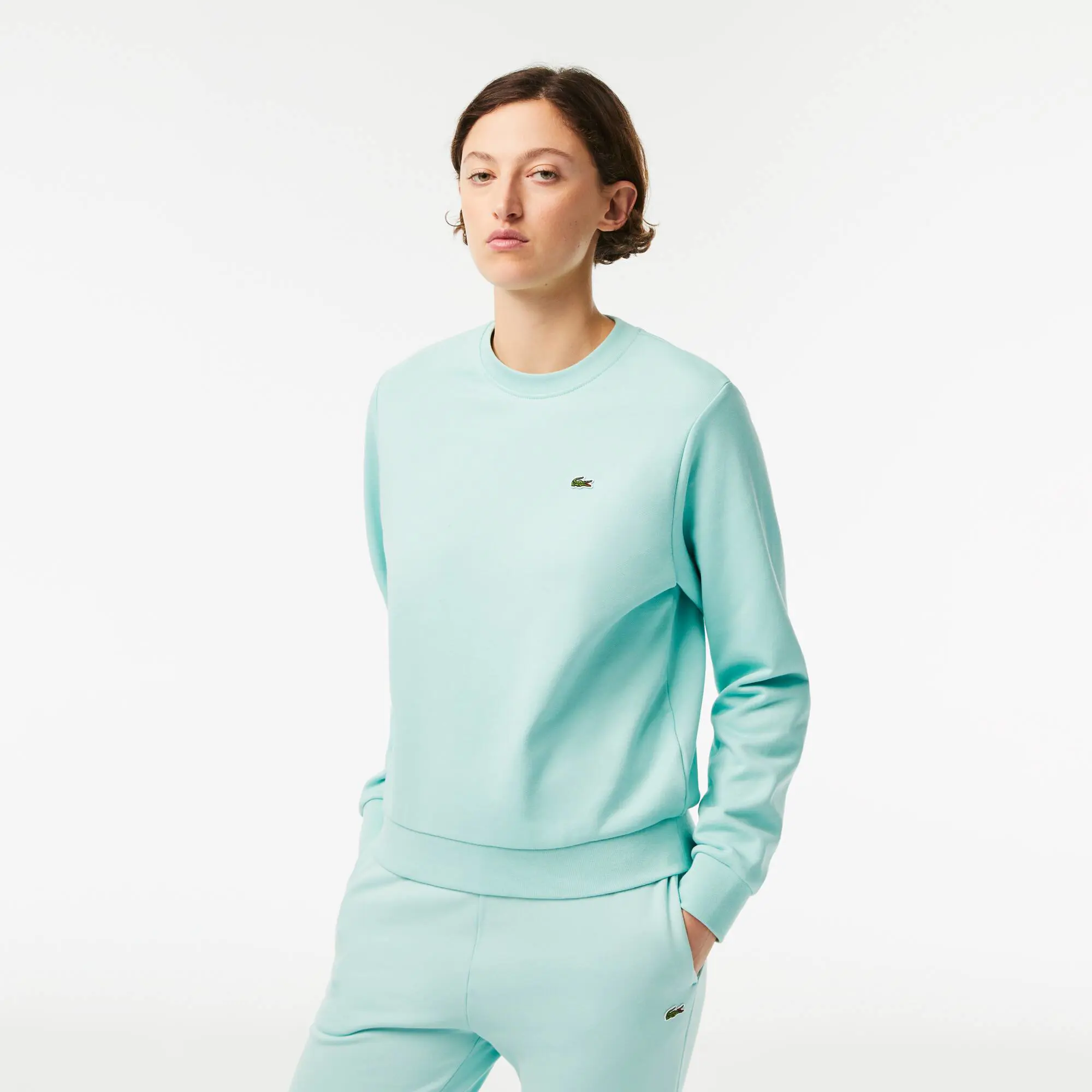 Lacoste Women's Lacoste Unbrushed Fleece Jogger Sweatshirt. 1