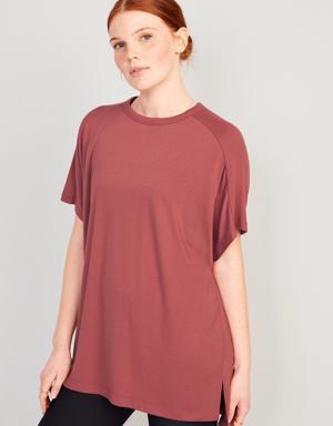 Old Navy Oversized UltraLite Rib-Panel Tunic T-Shirt for Women pink