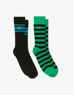 Unisex 2-Pack Striped Cotton Socks