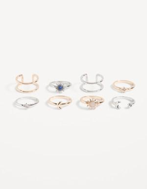 Gold-Tone and Silver-Tone Rings 8-Pack for Women multi