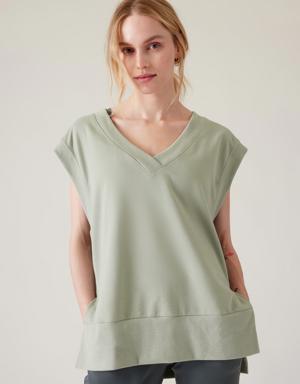 Athleta Retroterry V&#45Neck Sweatshirt Tee green