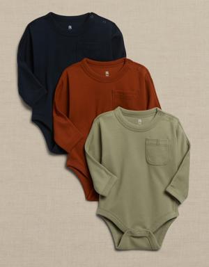 Banana Republic Essential SUPIMA® Long-Sleeve Bodysuit 3-Pack for Baby red