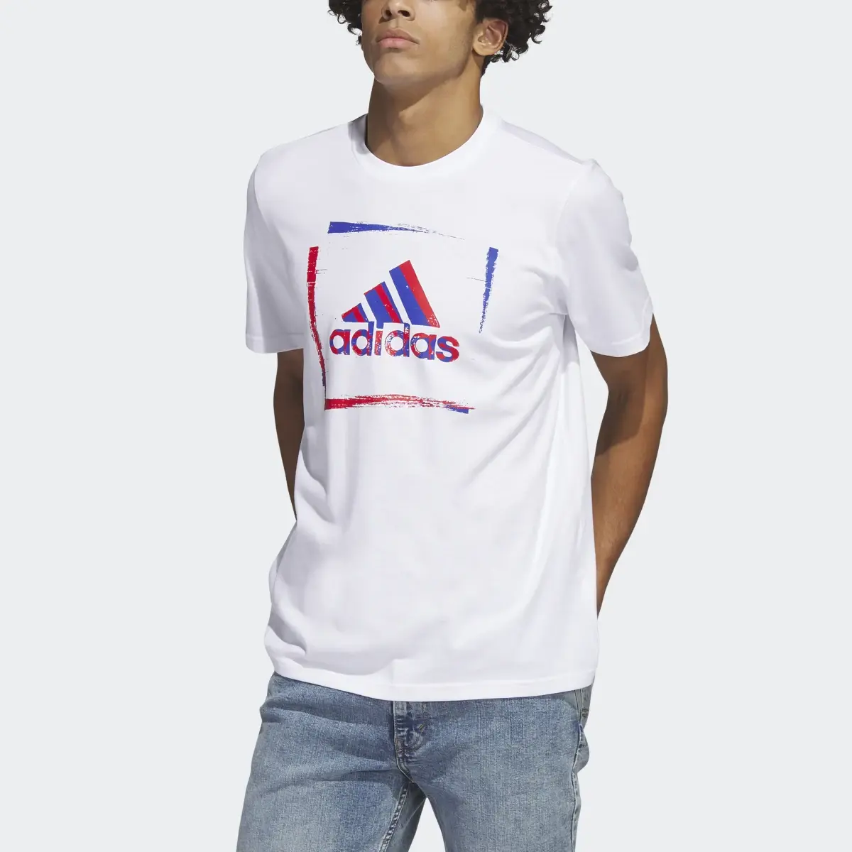 Adidas Two-Tone Stencil Short Sleeve Graphic Tee. 1