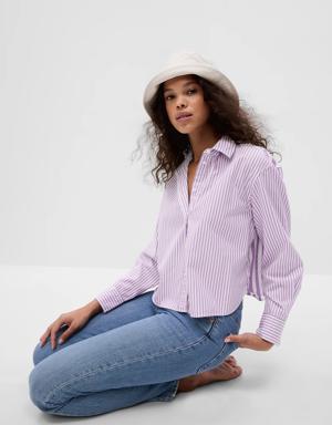 Gap 100% Organic Cotton Cropped Shirt purple