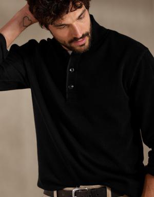 Thermal Shawl-Collar T-Shirt black