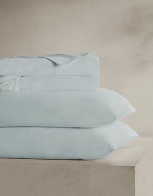 Washed Linen-Cotton Sheet Set blue