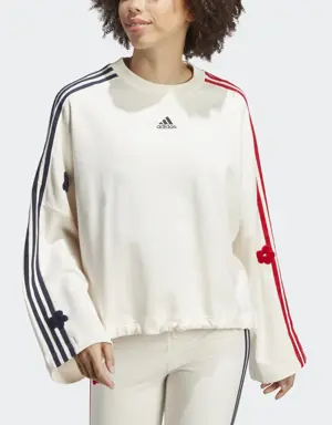 3-Stripes Sweatshirt with Chenille Flower Patches