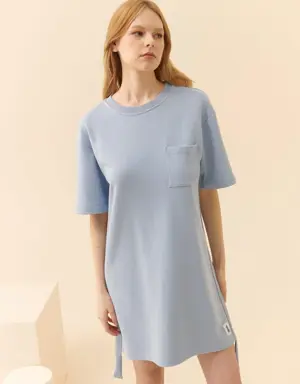 Pastel Blue Casual Mini Dress - 1 / Blue