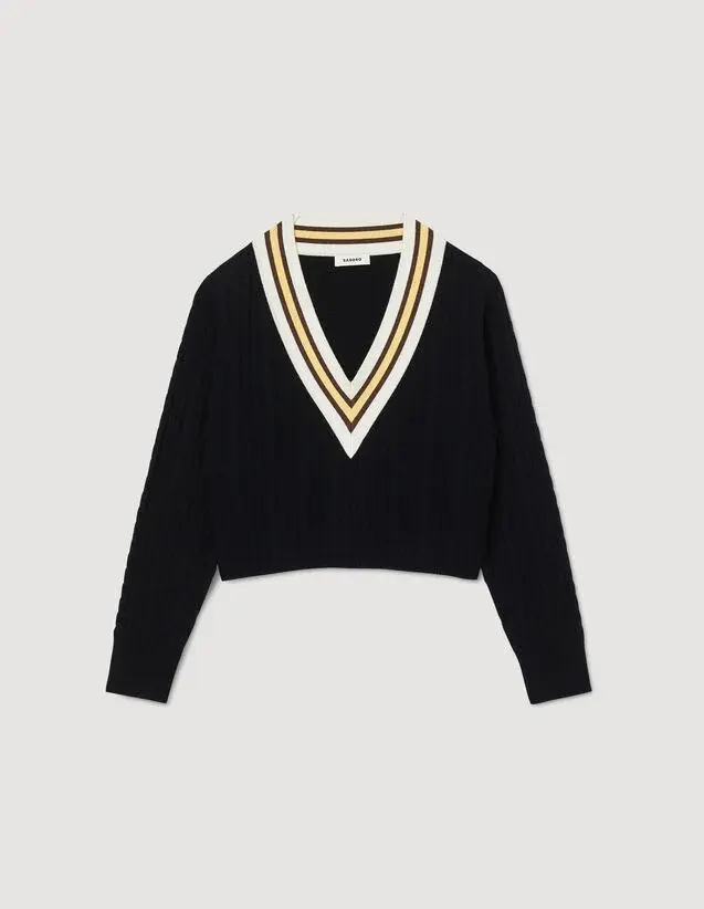 Sandro Contrast V-neck jumper Login to add to Wish list. 2
