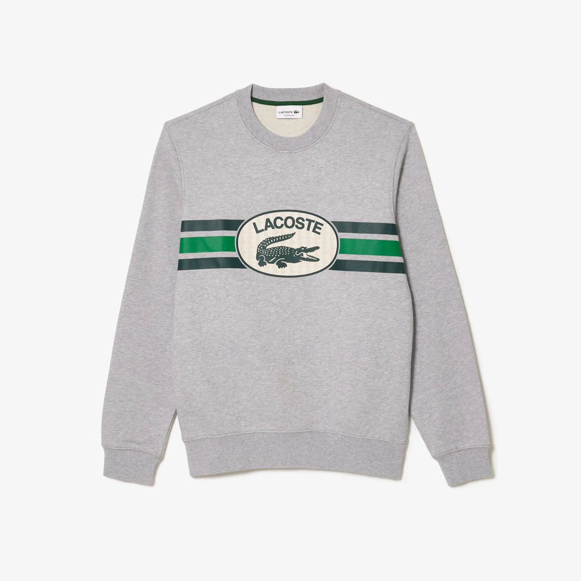 Lacoste Loose Fit Monogram Print Fleece Sweatshirt. 2