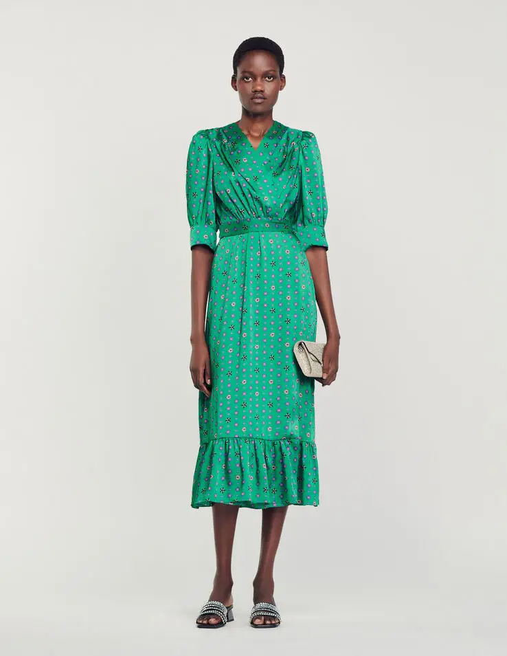 Sandro Printed satin dress. 1 Sandro Printed satin dress. 1