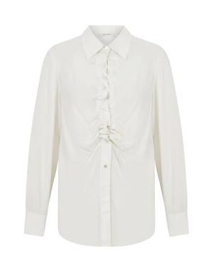 Cream Pleated Placket Shirt