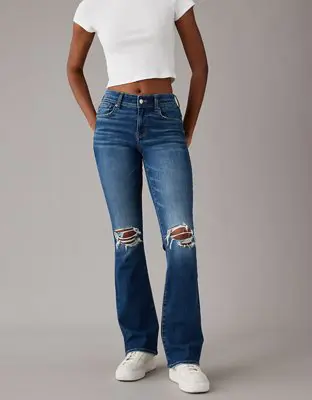 American Eagle Next Level Ripped Low-Rise Kick Bootcut Jean. 1