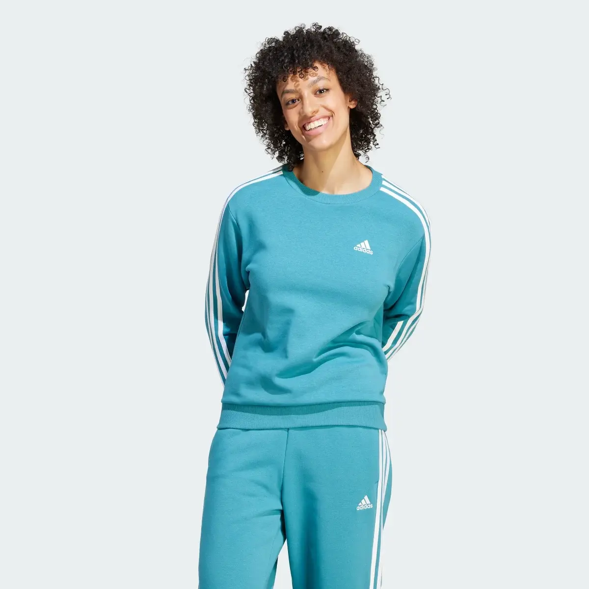 Adidas Essentials 3-Stripes Fleece Sweatshirt. 2