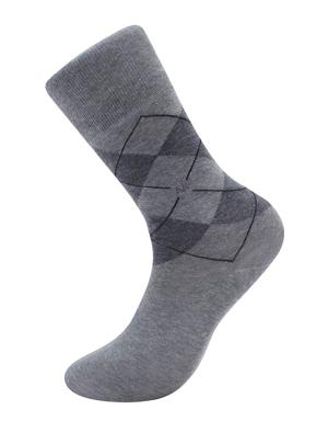 Baklava Desenli Açık Gri Pamuk İkili Çorap Seti