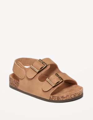 Faux-Leather Double-Buckle Sandals for Baby brown