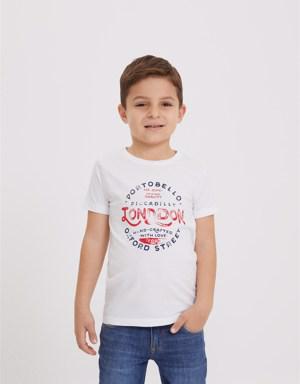 Portobello Erkek Çocuk Bisiklet Yaka T-Shirt Beyaz