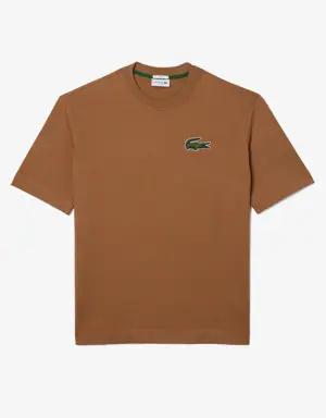Lacoste T-shirt unisexe loose fit avec grand crocodile coton biologique