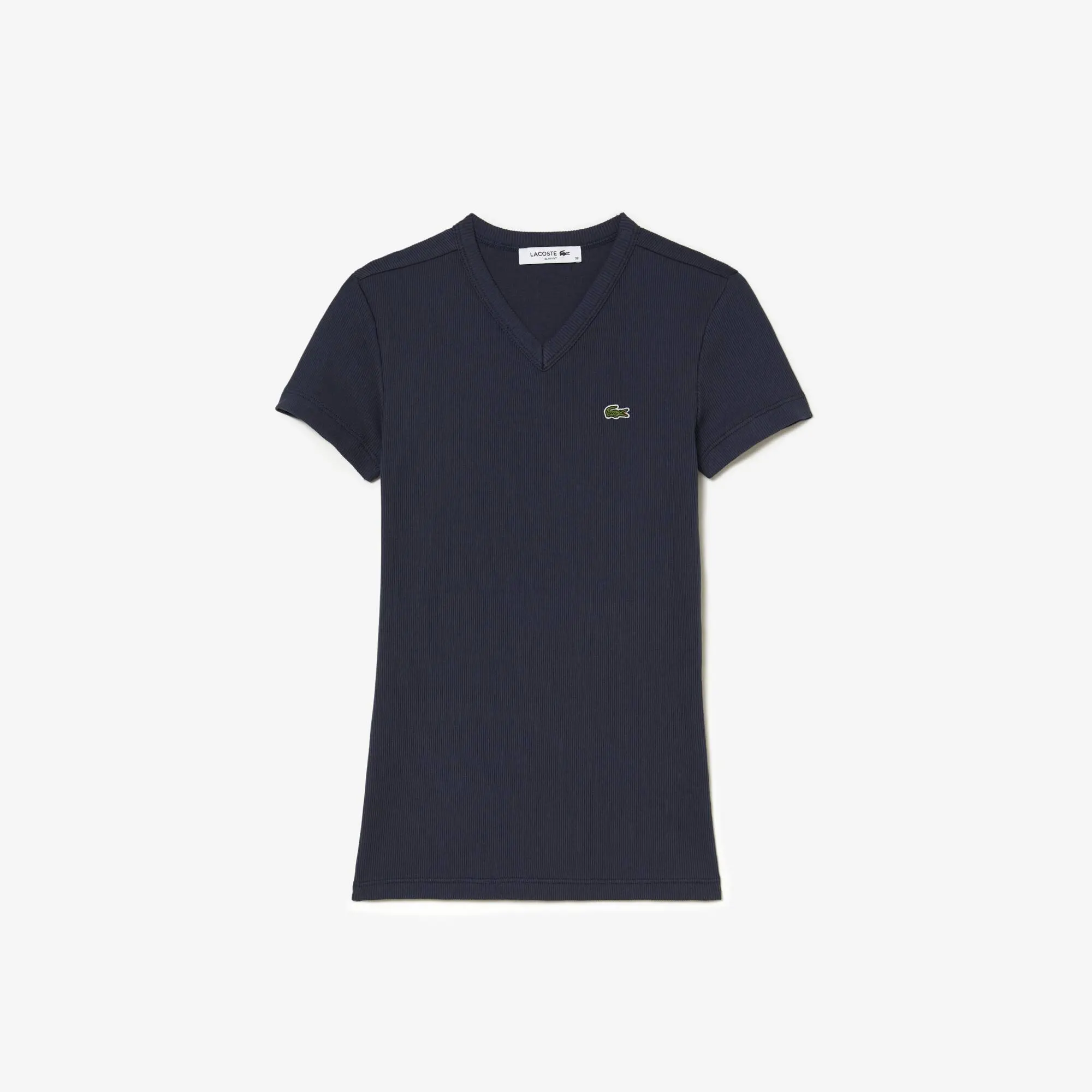 Lacoste Women’s Lacoste Slim Fit Organic Cotton V-neck T-shirt. 2