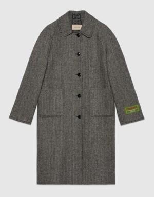Reversible chevron GG wool coat