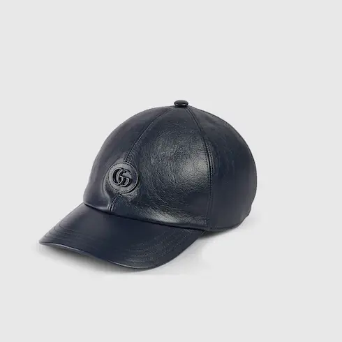 Gucci Leather baseball hat with Double G. 1