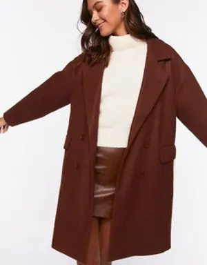 Forever 21 Double Breasted Duster Coat Brown