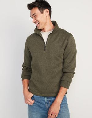Sweater-Fleece Mock-Neck Quarter-Zip Sweatshirt for Men green