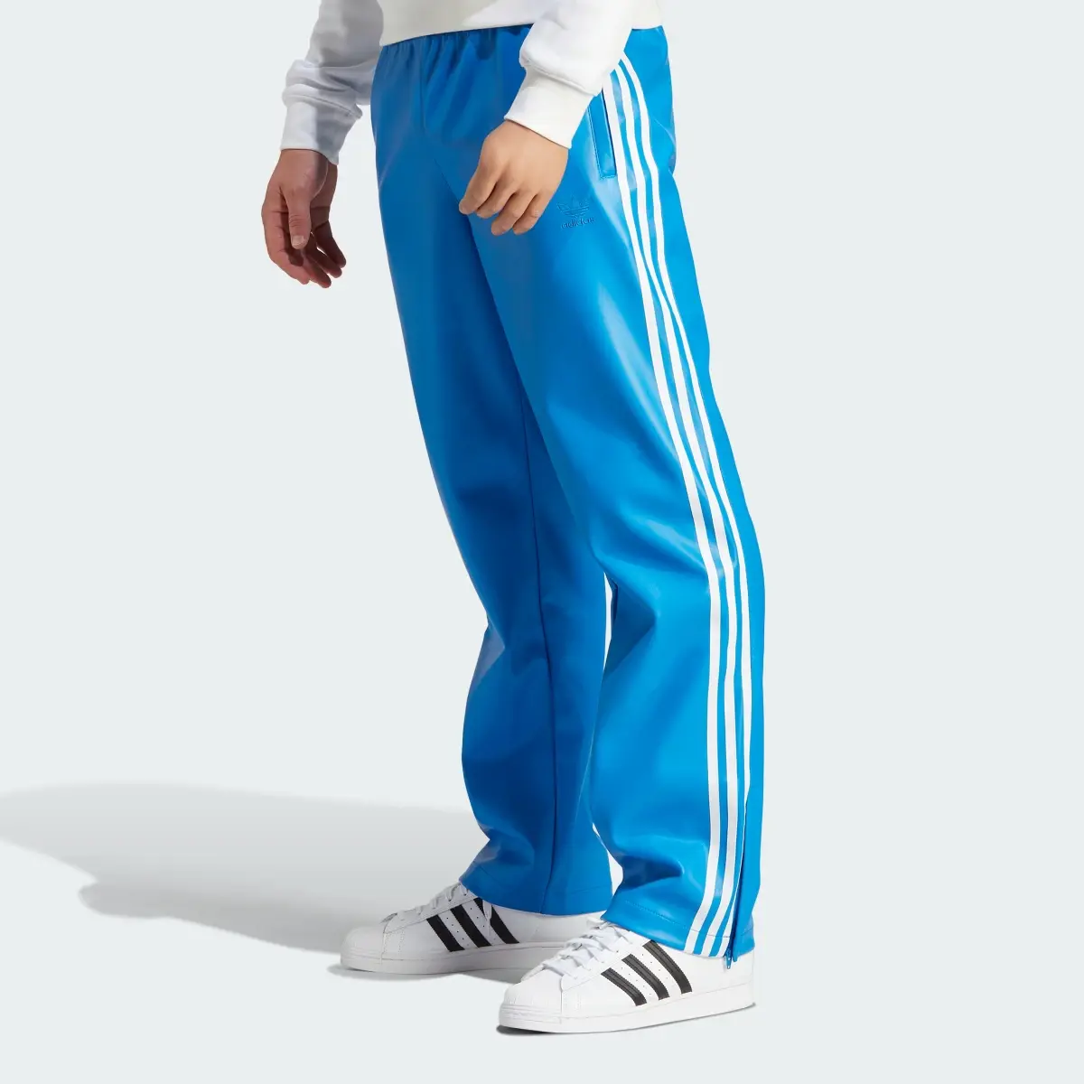 Adidas Faux Leather Adicolor 3-Stripes Firebird Track Suit Pants. 1