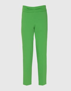 Pleated Detailed Green Carrot Trousers