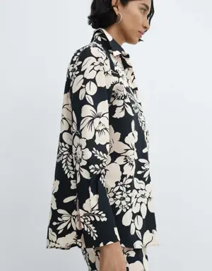 Camisa de 100% algodão com estampado de flores
