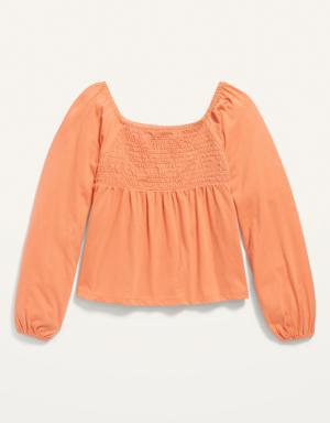 Old Navy Smocked Jersey Long-Sleeve Top for Girls orange