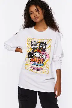 Forever 21 Forever 21 Naruto Shippuden x Hello Kitty & Friends Graphic Tee White/Multi. 2