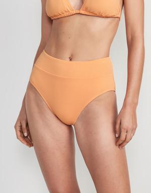 High-Waisted Pucker Classic Bikini Swim Bottoms for Women orange