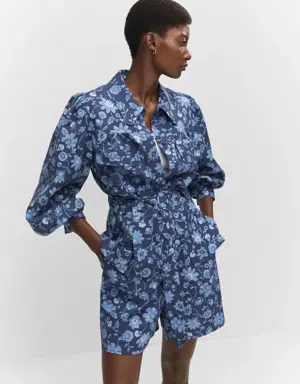 Floral overshirt with belt
