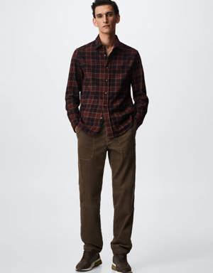 Regular fit checked flannel shirt