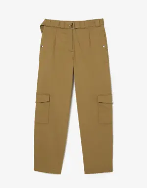 Pantaloni cargo in gabardina di cotone stretch