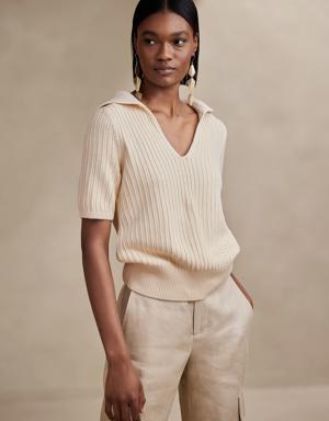 Banana Republic Kina Cotton Sailor Sweater white