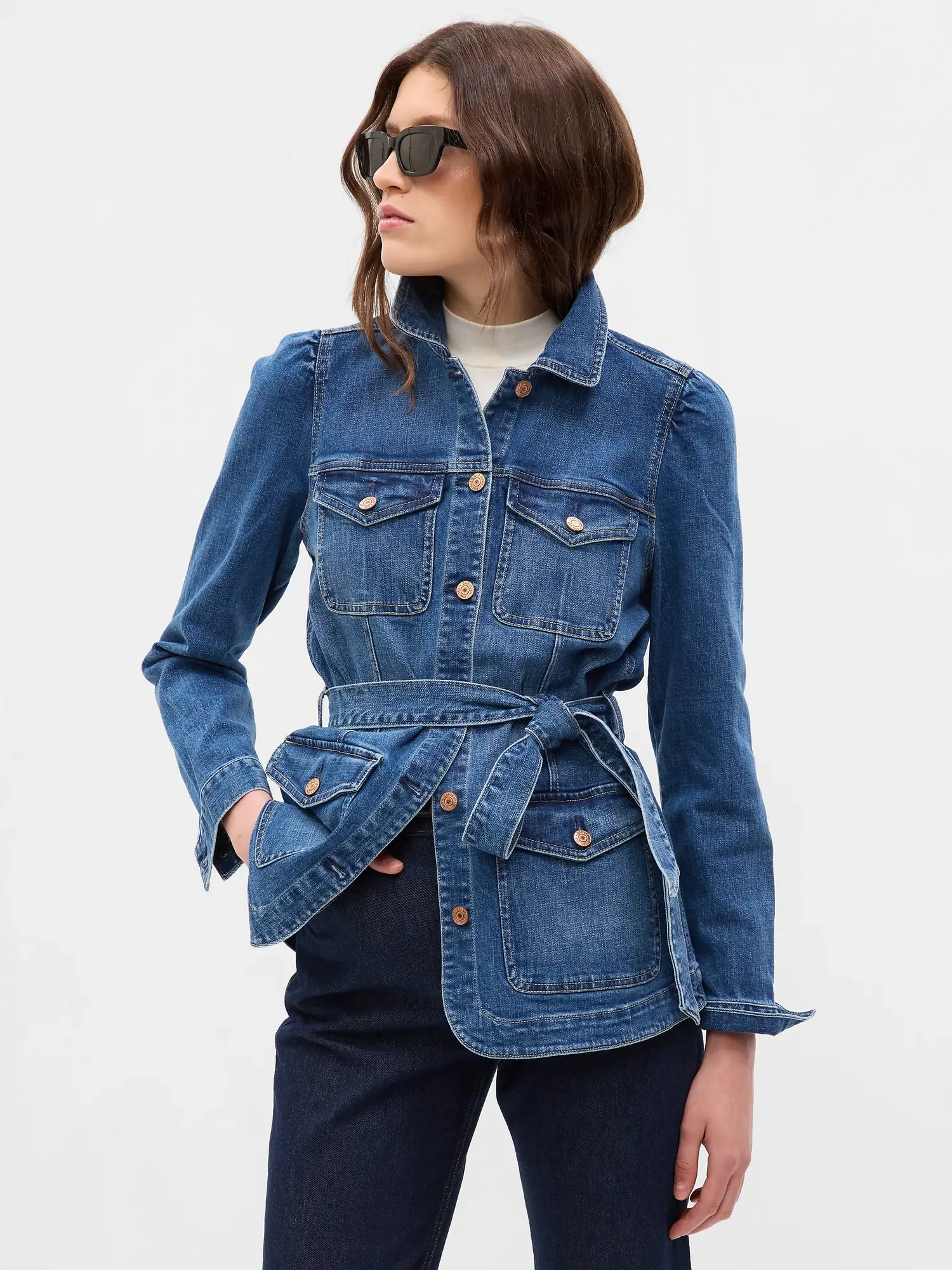 Gap Puff Sleeve Denim Jacket blue. 1