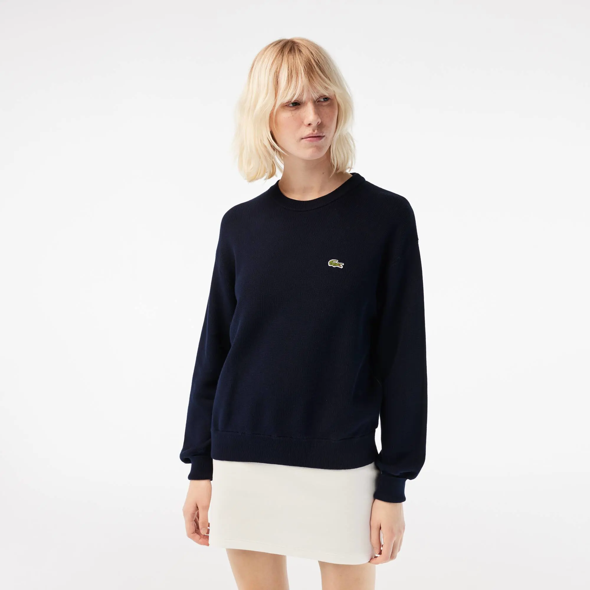 Lacoste Women’s Round Neck Organic Cotton Sweater. 1