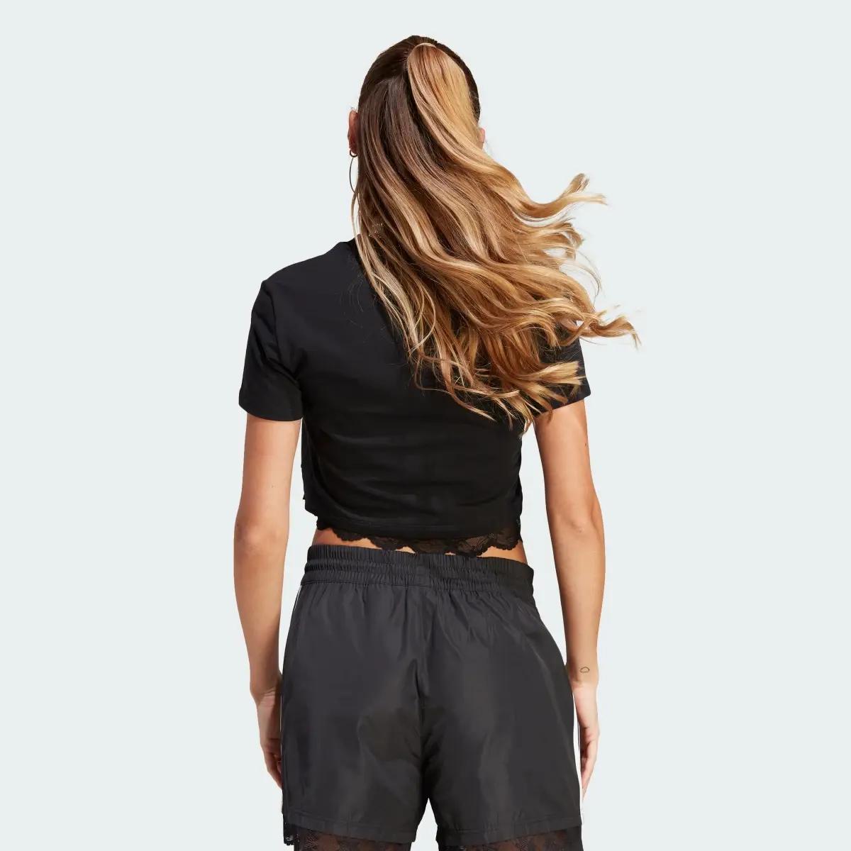 Adidas Cropped Lace Trim Tee. 3