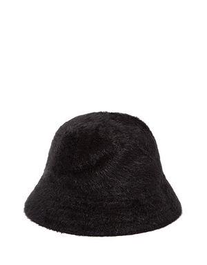 Peluş Siyah Bucket Şapka