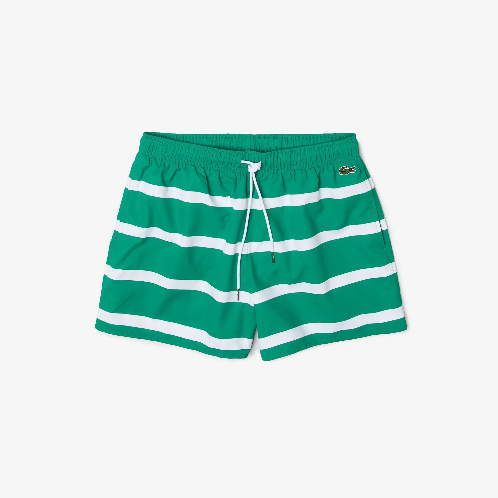 Lacoste Men's Striped And Embroidered Light Swimming Trunks. 2