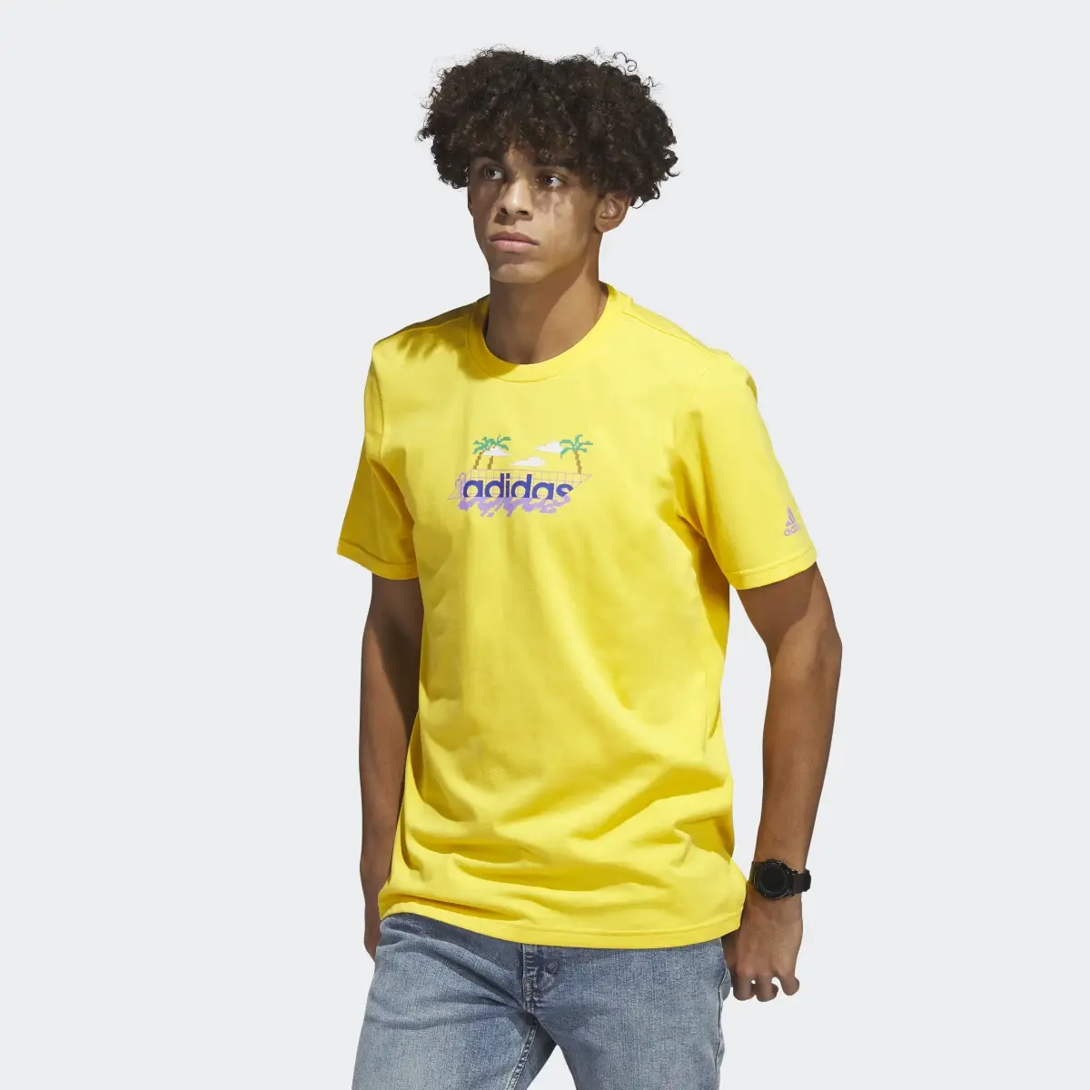 Adidas Playera Estampada Linear Beach-Bit Manga Corta. 2