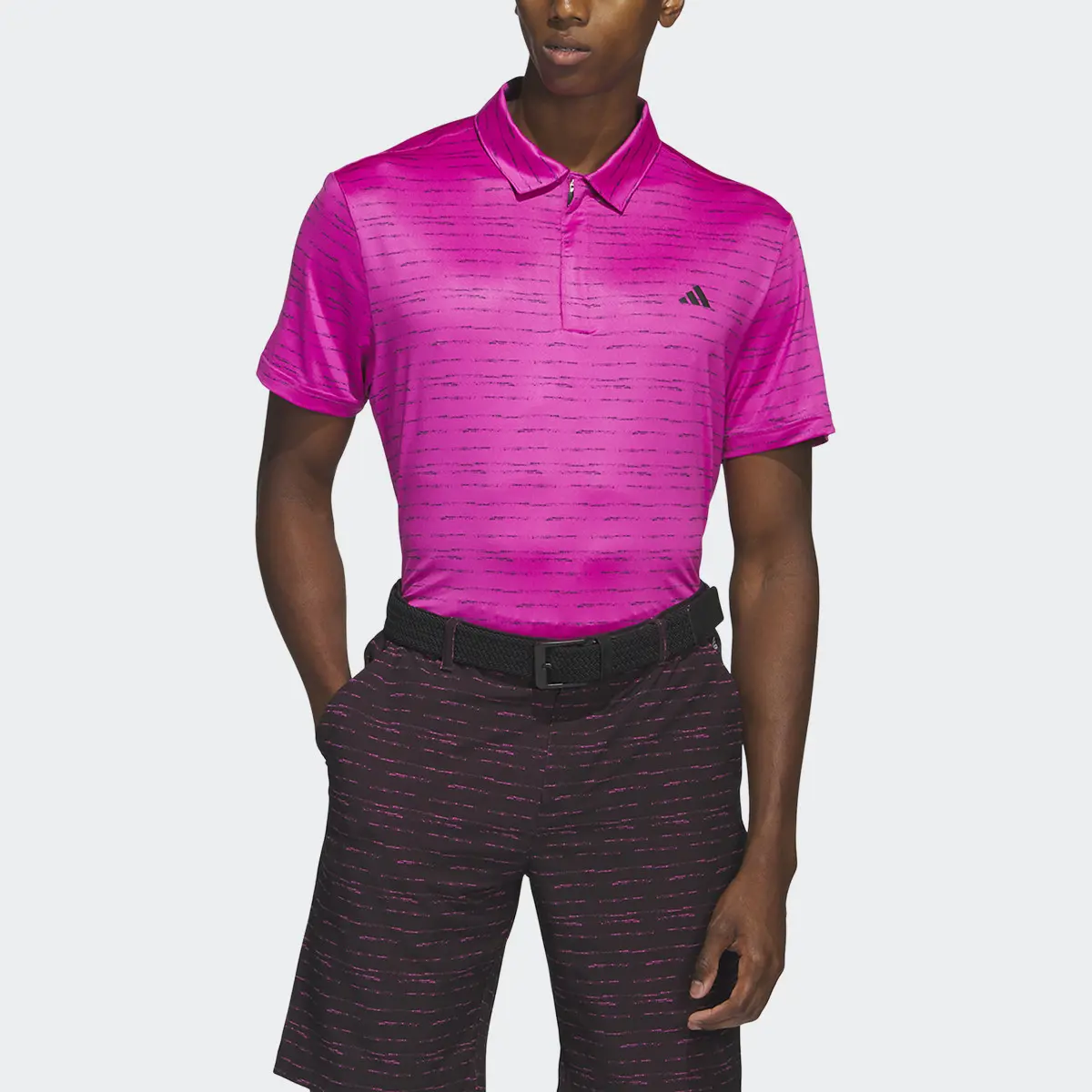 Adidas Stripe Zip Golf Polo Shirt. 1