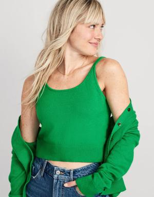 Cozy Cropped Sweater Tank Top for Women green