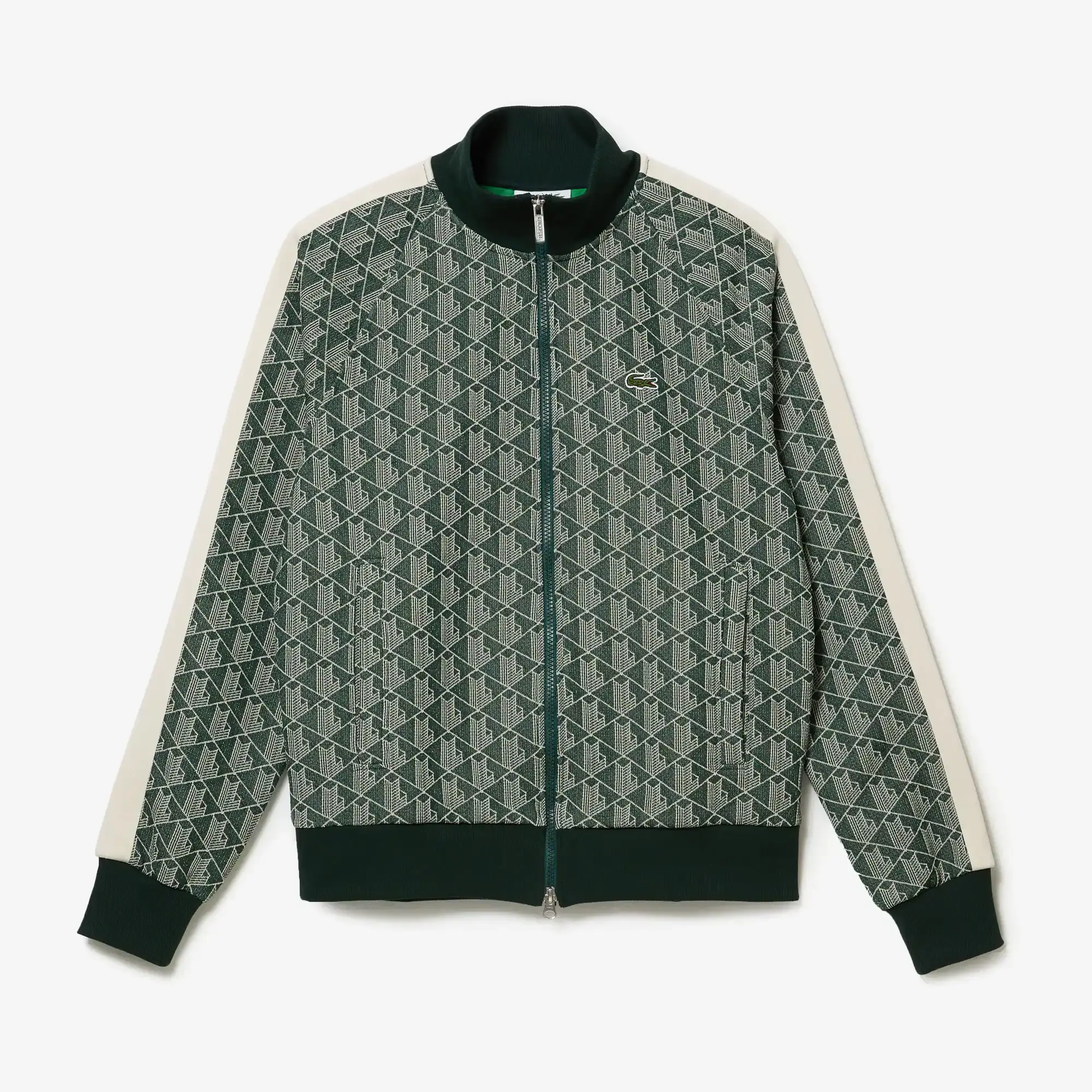 Lacoste Men's Regular Fit Monogram Zip-Up Sweatshirt. 2