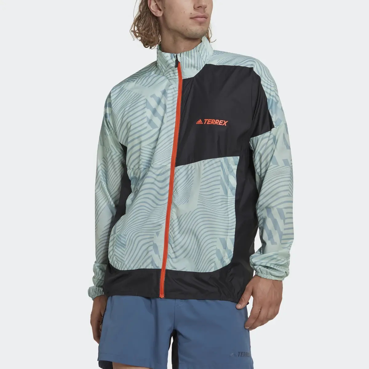 Adidas Terrex Trail Running Printed Windbreaker. 1