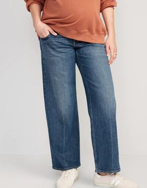 Maternity Front-Low Panel Wide-Leg Jeans multi