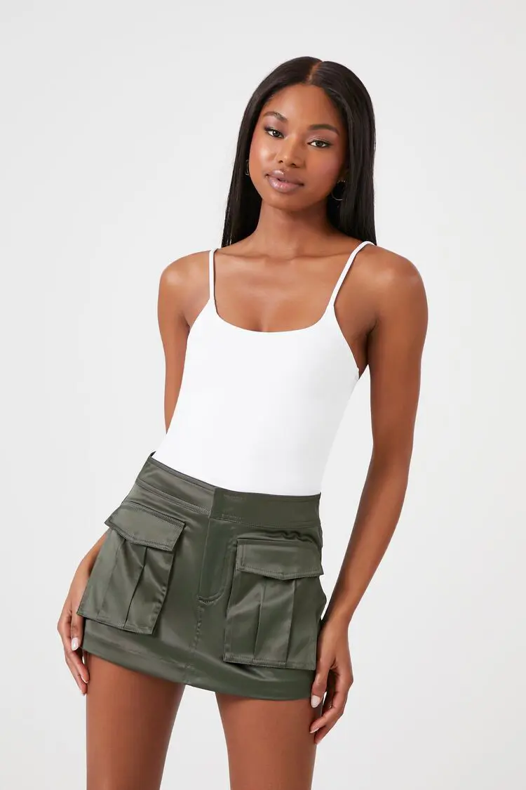 Forever 21 Forever 21 Satin Cargo Skort Nine Iron. 1